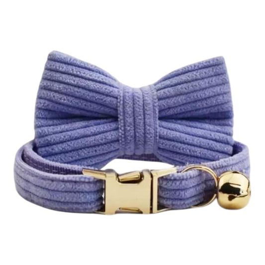 Cat Corduroy Collar Set - Lilac