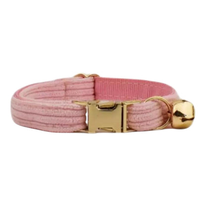 Cat Corduroy Collar Set - Baby Pink