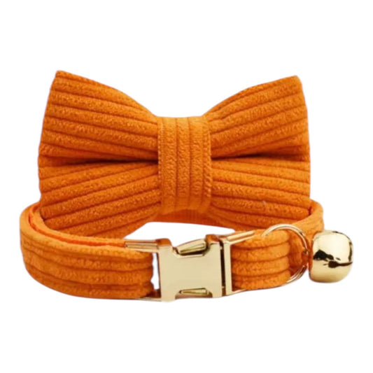 Cat Corduroy Collar Set - Orange