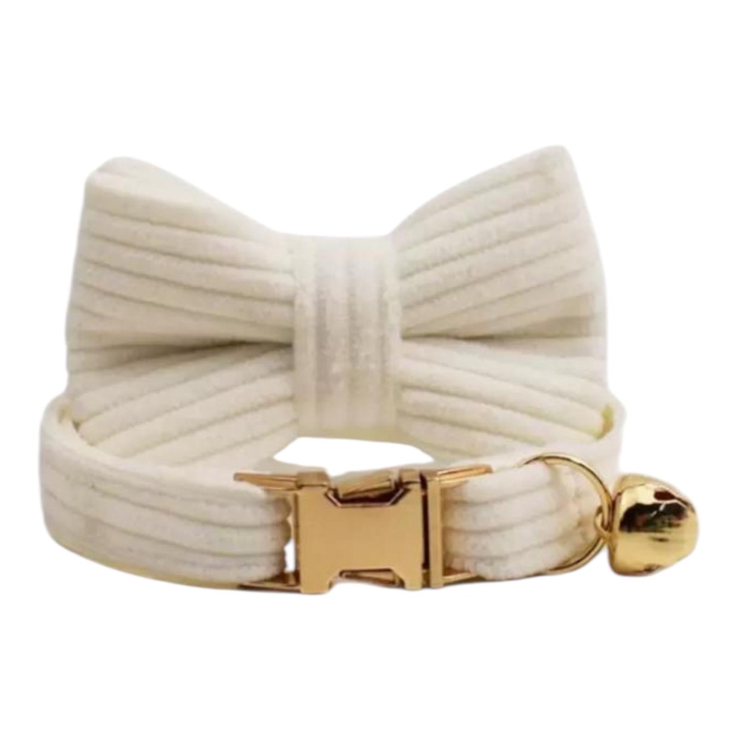 Cat Corduroy Collar Set - White