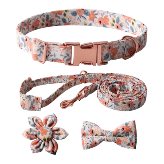 Dog Orange Flower Collar Set