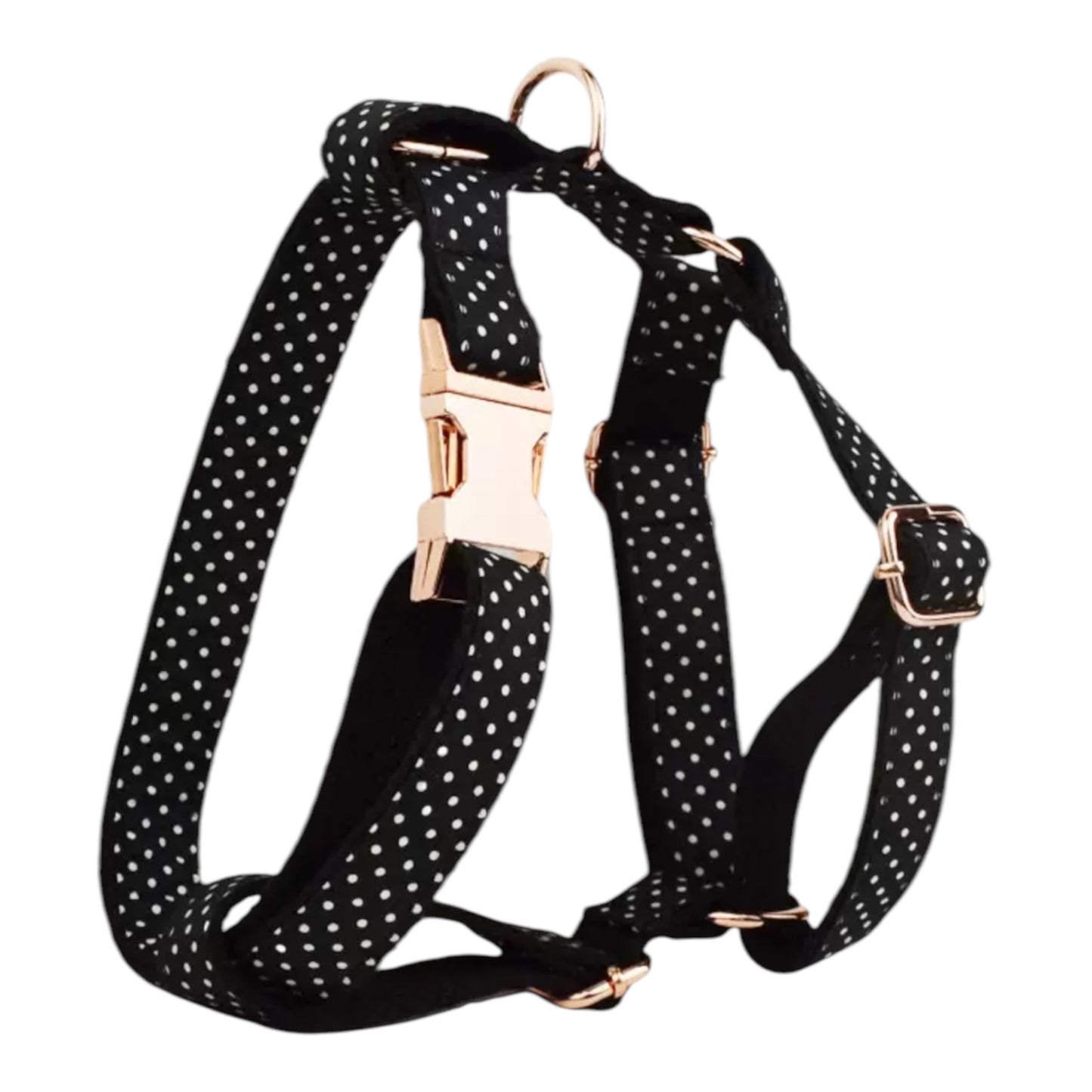 Dog Black and White Dotty Spot Harness Set