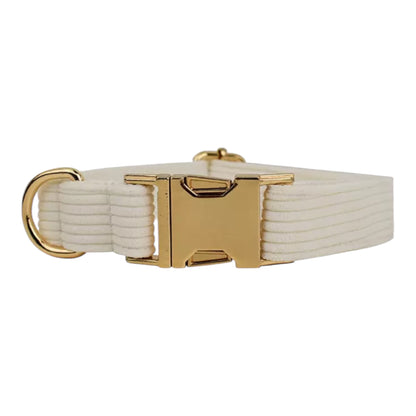 Dog Creamy White Corduroy Harness Set