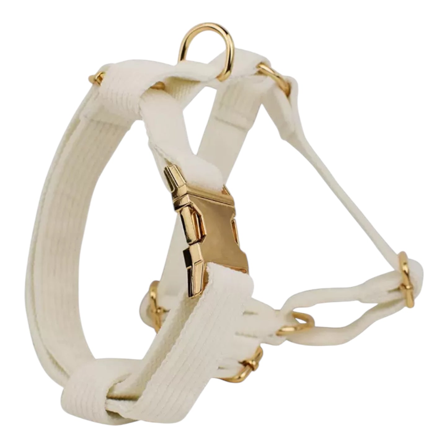 Dog Creamy White Corduroy Harness Set