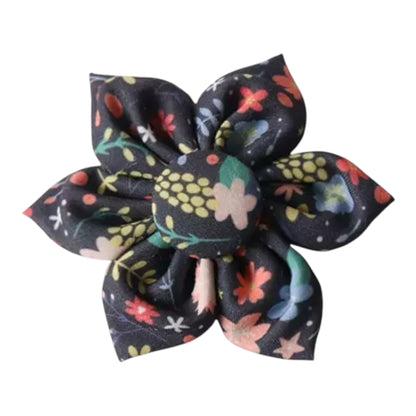 Dog Black Flower Collar Set